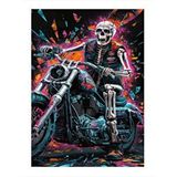 Tablomega Motosiklet Kullanan İskelet Art Mdf Poster 35cm X50cm