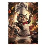 Tablomega Mutfaktaki Tekir Kedi Desenli Ahşap Tablo 35cm X50cm