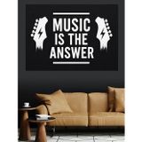 Tablomega Müzik Cevaptır Yazılı Poster Dekoratif Kanvas - Mdf Ahşap Tablo