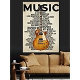Tablomega Müzik Yazılı Gitar Posteri Dekoratif Kanvas - Mdf Ahşap Tablo