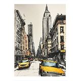 Tablomega Newyork Ve Sarı Taksiler Desenli Ahşap Tablo 35cm X50cm