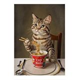 Tablomega Noodle Yiyen Tekir Kedi Mdf Poster 35cm X50cm