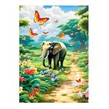 Tablomega Ormandaki Fil Ve Kelebek Model Ahşap Tablo 25cmx 35cm