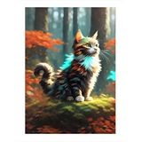 Tablomega Ormandaki Kedi Desenli Ahşap Tablo 25cmx 35cm