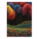 Tablomega Ormandaki Renkli Ağaçlar Ve Çiçekler Mdf Poster 25cmx 35cm