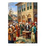 Tablomega Orta Çağ'da Osmanlı Bilgi Alışverişi Dekoratif Ahşap Tablo 35cm X50cm