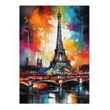Tablomega Paris Eyfel Kulesi Renkli Model Ahşap Tablo 35cm X50cm