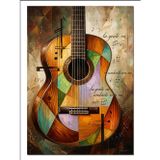 Tablomega Patchwork Gitar Nota Kağıdı Tablo Dekoratif Kanvas - Mdf Ahşap Tablo