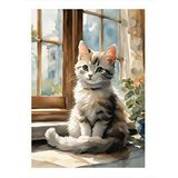 Tablomega Pencere Kenarında Yavru Kedi Hediyelik Ahşap Tablo 35cm X50cm