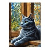 Tablomega Penceredeki Kedi Desenli Ahşap Tablo 25cmx 35cm