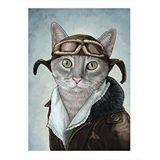 Tablomega Pilot Kedi Desenli Ahşap Tablo 35cm X50cm
