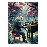 Tablomega Piyano Çalan Panda Mdf Poster 35cm X50cm
