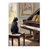Tablomega Piyano Ve Kedi Model Ahşap Tablo 35cm X50cm