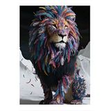 Tablomega Renkli Aslan Model Ahşap Tablo 25cmx 35cm