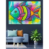 Tablomega Renkli Balık Pop Art Dekoratif Kanvas - Mdf Ahşap Tablo