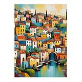 Tablomega Renkli Binalı Kasaba Mdf Poster 25cmx 35cm