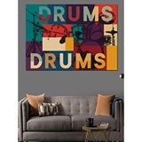 Tablomega Renkli "drums Drums" Yazılı Bateri Afişi Dekoratif Kanvas - Mdf Ahşap Tablo