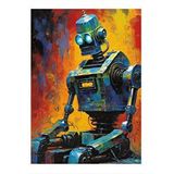 Tablomega Renkli Fon Robot Model Ahşap Tablo 25cmx 35cm