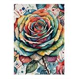 Tablomega Renkli Gül Desenli Ahşap Tablo 35cm X50cm