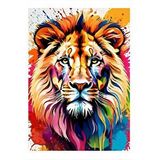 Tablomega Renkli Kral Aslan Dekoratif Ahşap Tablo 35cm X50cm