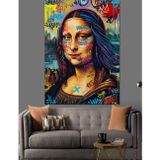 Tablomega Renkli Monalisa Yüz Soyut Portre Dekoratif Kanvas - Mdf Ahşap Tablo
