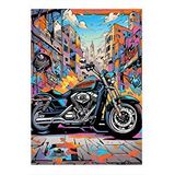 Tablomega Renkli Motosiklet Art Mdf Poster 25cmx 35cm