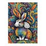 Tablomega Renkli Tavşan Dekoratif Ahşap Tablo 35cm X50cm