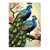 Tablomega Renkli Tavus Kuşları Modern Ahşap Tablo 35cm X50cm