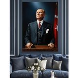 Tablomega Resmi Atatürk Siyah Beyaz Dekoratif Kanvas - Mdf Ahşap Tablo