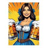 Tablomega Retro Barmen Kadın Desenli Ahşap Tablo 35cm X50cm
