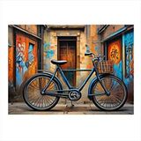 Tablomega Retro Mavi Bisiklet Hediyelik Ahşap Tablo 35cm X50cm