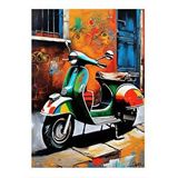 Tablomega Retro Scooter Motosiklet Dekoratif Ahşap Tablo 25cmx 35cm