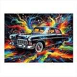 Tablomega Retro Siyah Araba Desenli Ahşap Tablo 35cm X50cm