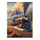 Tablomega Retro Tren Manzarası Modern Ahşap Tablo 35cm X50cm