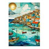 Tablomega Sahil Kasabası Modern Ahşap Tablo 25cmx 35cm