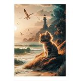 Tablomega Sahildeki Yavru Kedi Model Ahşap Tablo 25cmx 35cm