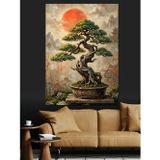 Tablomega Saksıda Budanmış Küçük Bonsai Ağacı Dekoratif Kanvas - Mdf Ahşap Tablo