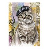 Tablomega Şapkalı Kedi Desenli Ahşap Tablo 35cm X50cm
