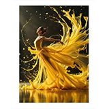 Tablomega Sarı Elbiseli Kadın Art Mdf Poster 35cm X50cm