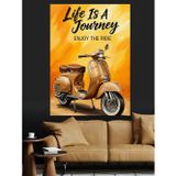 Tablomega Sarı Scooter Yazılı Poster Dekoratif Kanvas - Mdf Ahşap Tablo