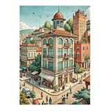 Tablomega Şehirde Hayat Modern Ahşap Tablo 25cmx 35cm