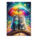 Tablomega Şemsiye Ve Kediler Model Ahşap Tablo 25cmx 35cm