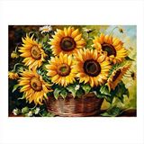 Tablomega Sepetteki Ay Çiçekleri Hediyelik Ahşap Tablo 25cmx 35cm