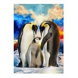 Tablomega Sevimli Penguen Ailesi Hediyelik Ahşap Tablo 35cm X50cm