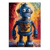 Tablomega Sevimli Robot Hediyelik Ahşap Tablo 25cmx 35cm