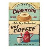 Tablomega Sıcak Kahve Cappuccino Desenli Ahşap Tablo 35cm X50cm