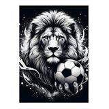 Tablomega Siyah Beyaz Aslan Ve Futbol Modern Ahşap Tablo 35cm X50cm