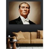 Tablomega Siyah Beyaz Atatürk Portresi Dekoratif Kanvas - Mdf Ahşap Tablo