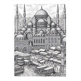 Tablomega Siyah Beyaz Tarihi Cami Desenli Ahşap Tablo 25cmx 35cm