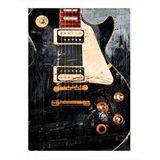 Tablomega Siyah Les Paul Elektro Gitar Dekoratif Ahşap Tablo 35cm X50cm